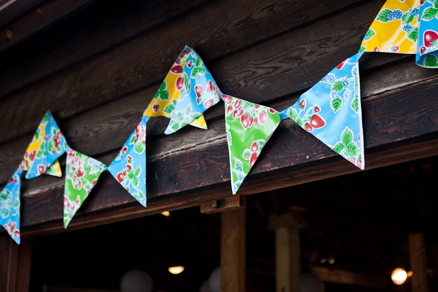colorful bunting made from cheesecloth