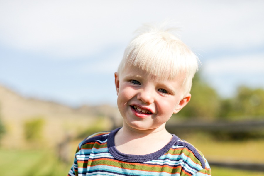portrait of a blonde toddler boy