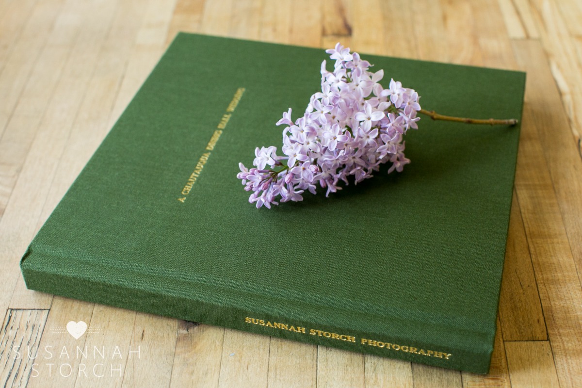 green book with lilacs