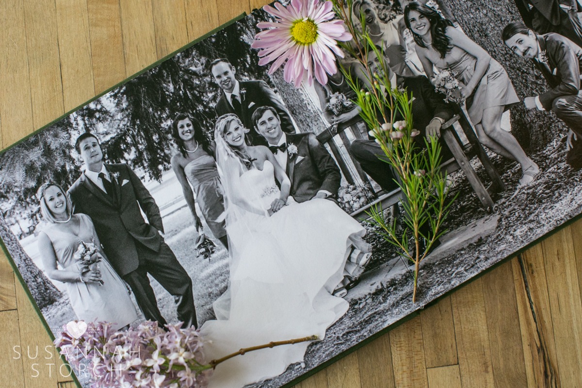 wedding album with flowers