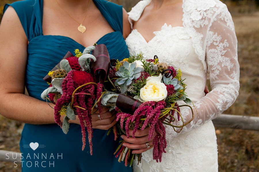 two fall wedding bouquets