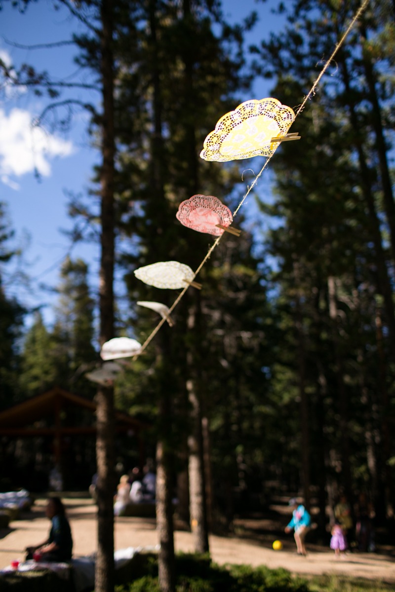 colorado doilies hang from twine