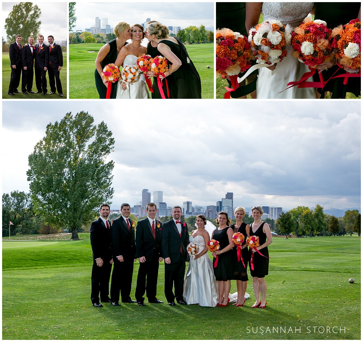 four wedding party photos
