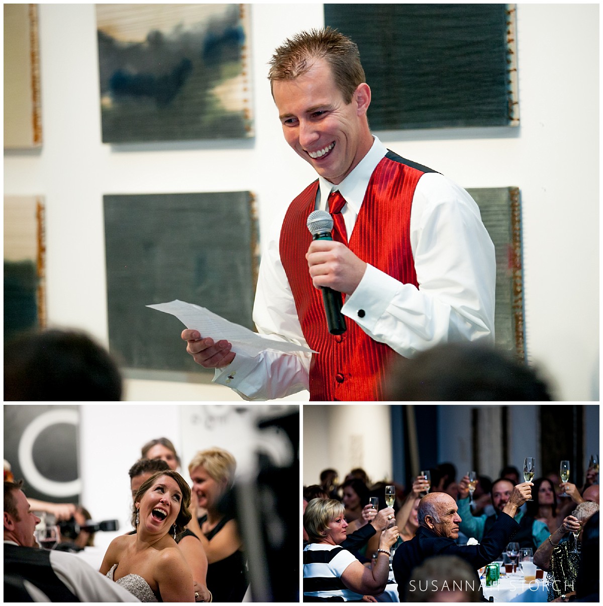 3 images of wedding reception best man speech