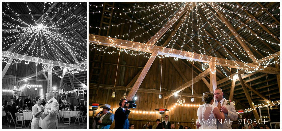 images of wedding reception dancing in a maryland barn