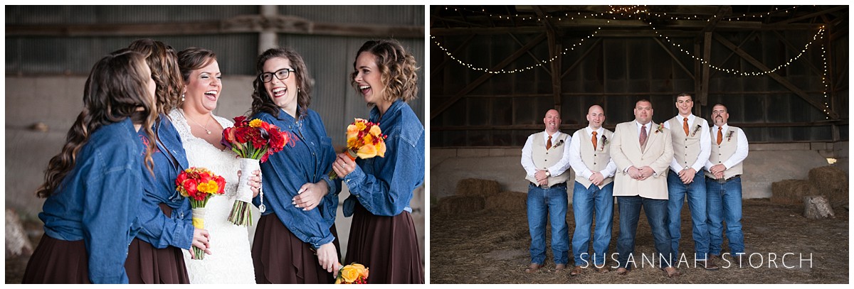 two photos of bridal party