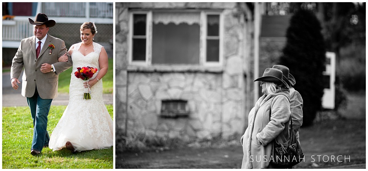 two photos of an outdoor maryland wedding