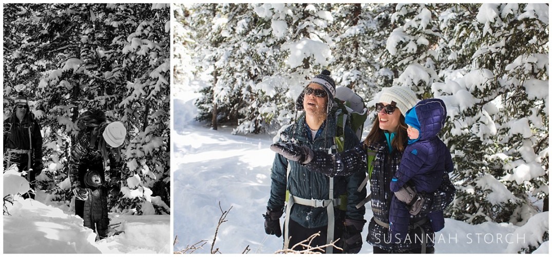 Golden Colorado Family Snowshoeing Adventure Photography