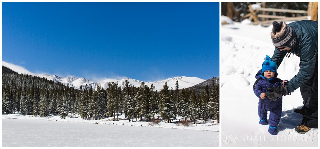 Golden Colorado Family Snowshoeing Adventure Photography