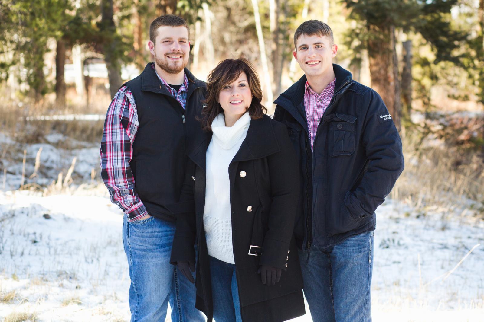 Winter family photography session in the mountains outside of Boulder, Colorado.