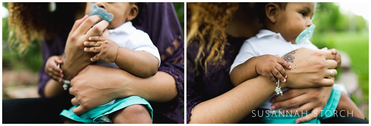 two images of mom and baby arms and hands