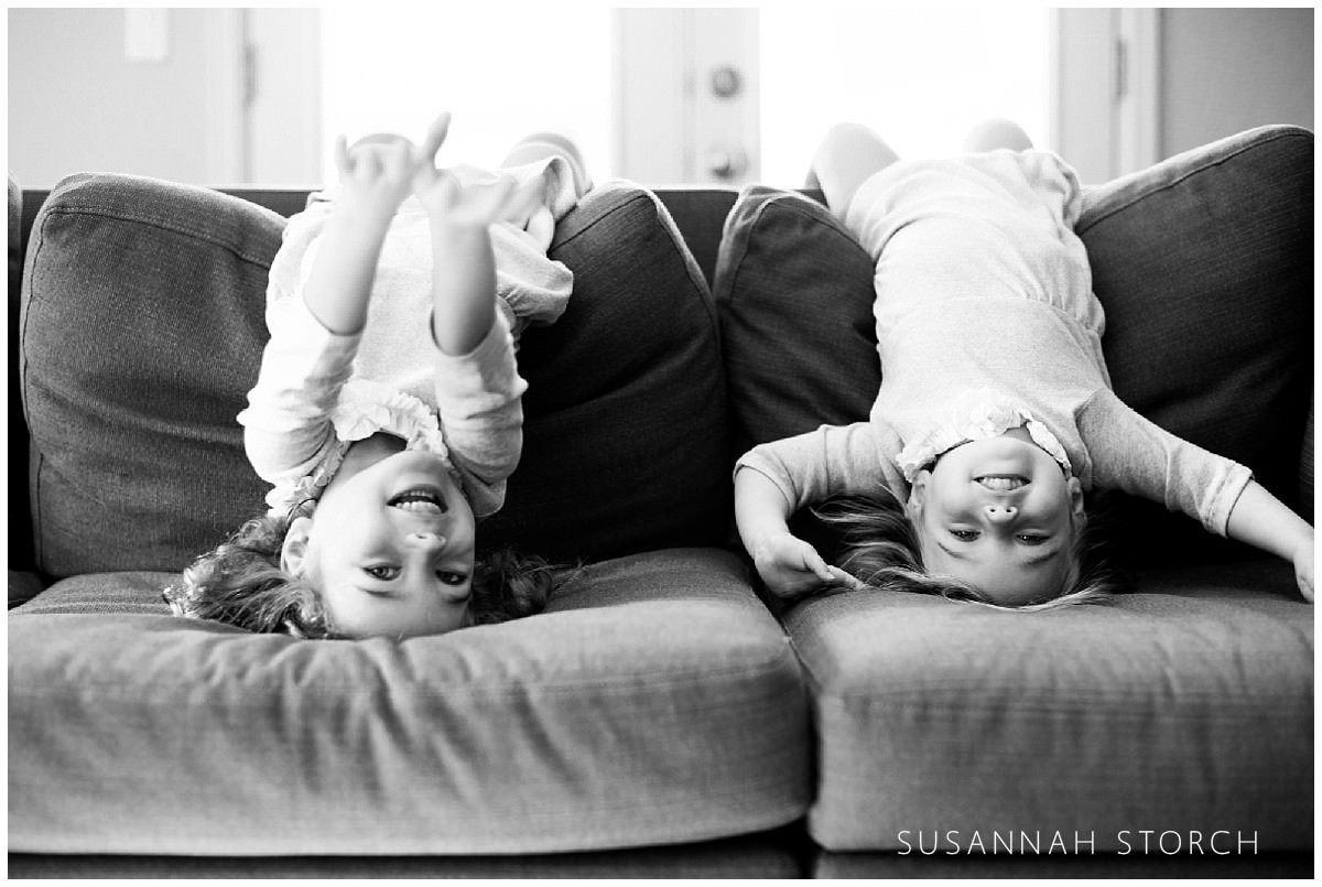 upside-down couch-playing colorado sisters
