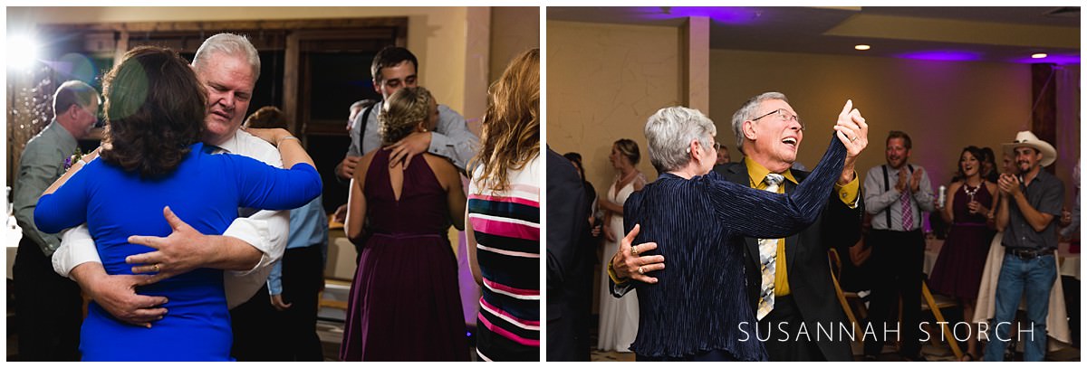 two photos of couples dancing at a wedding reception
