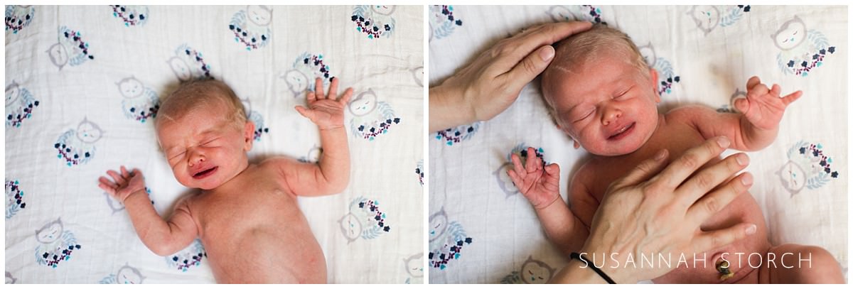two images of a tiny baby girl