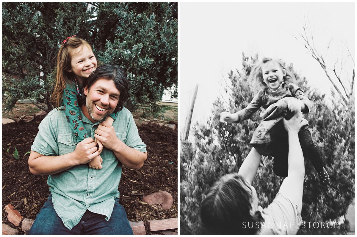 two images of a daughter and dad