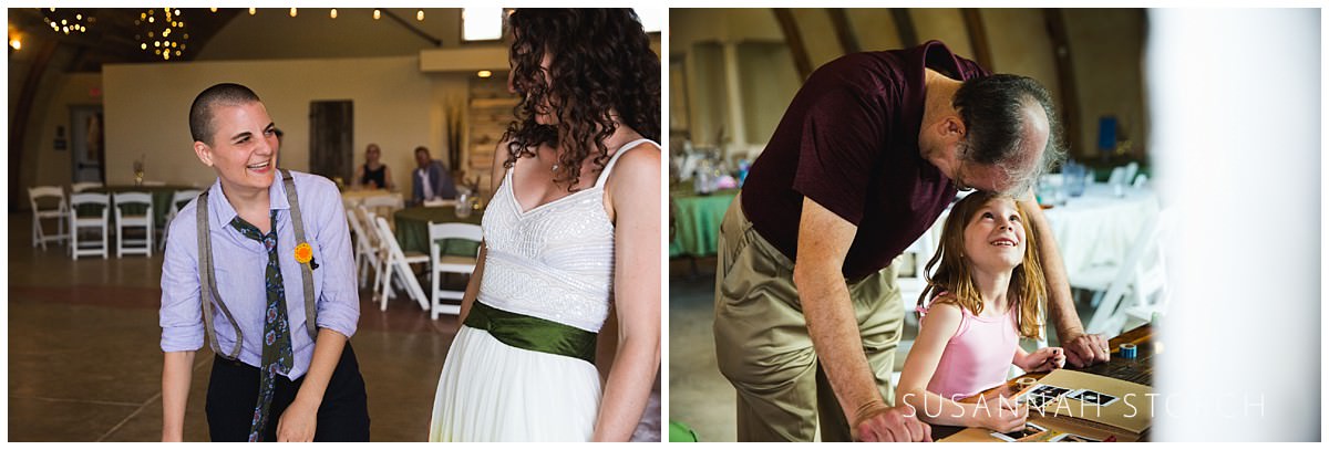 two images from a lone hawk farm wedding reception