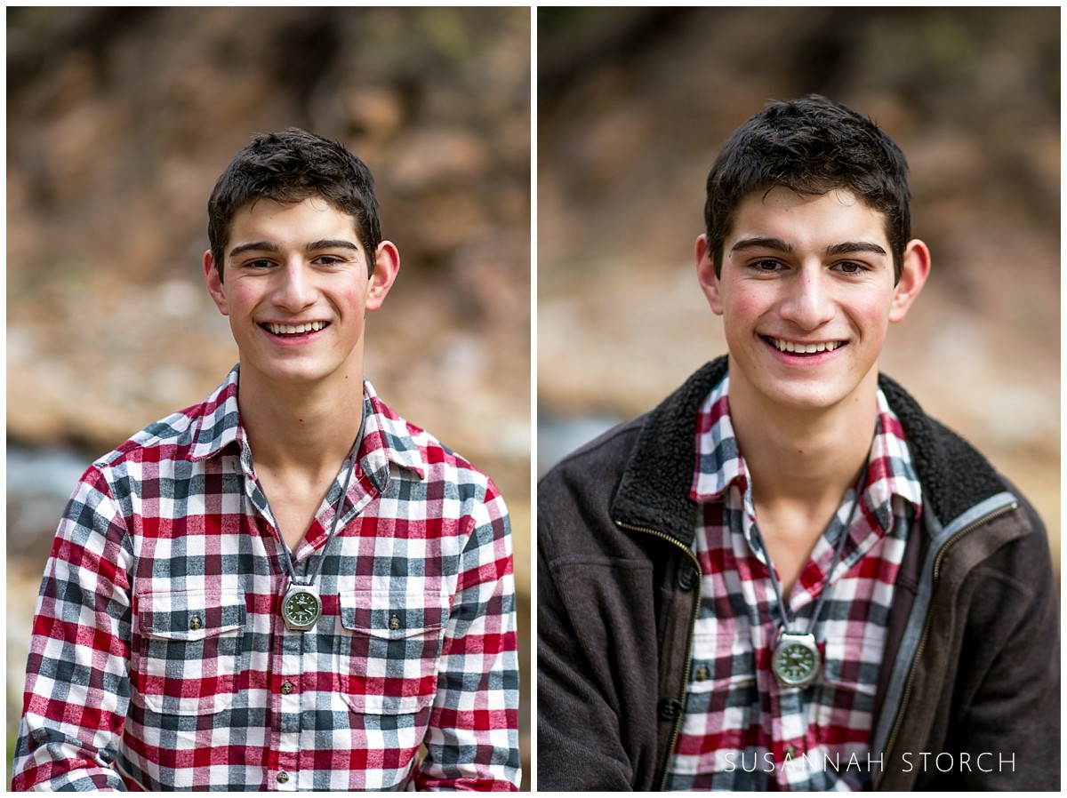 longmont senior photography with two images of a senior boy along the south saint vrain