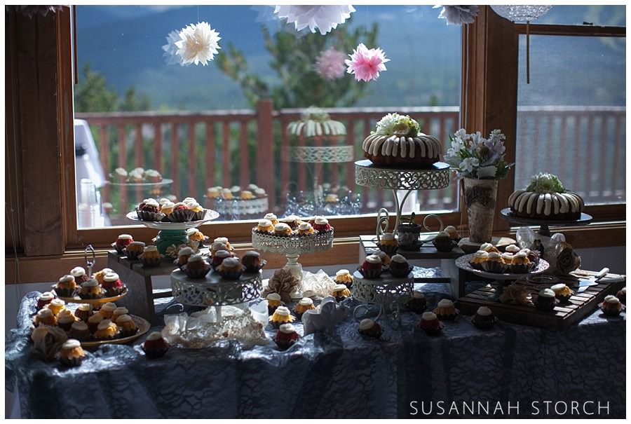 a dessert table spread during a wedding