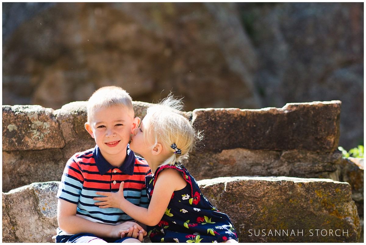 lifestyle family photography session featuring blonde siblings