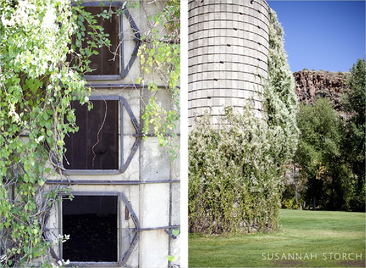two images of the silo at Planet Bluegrass