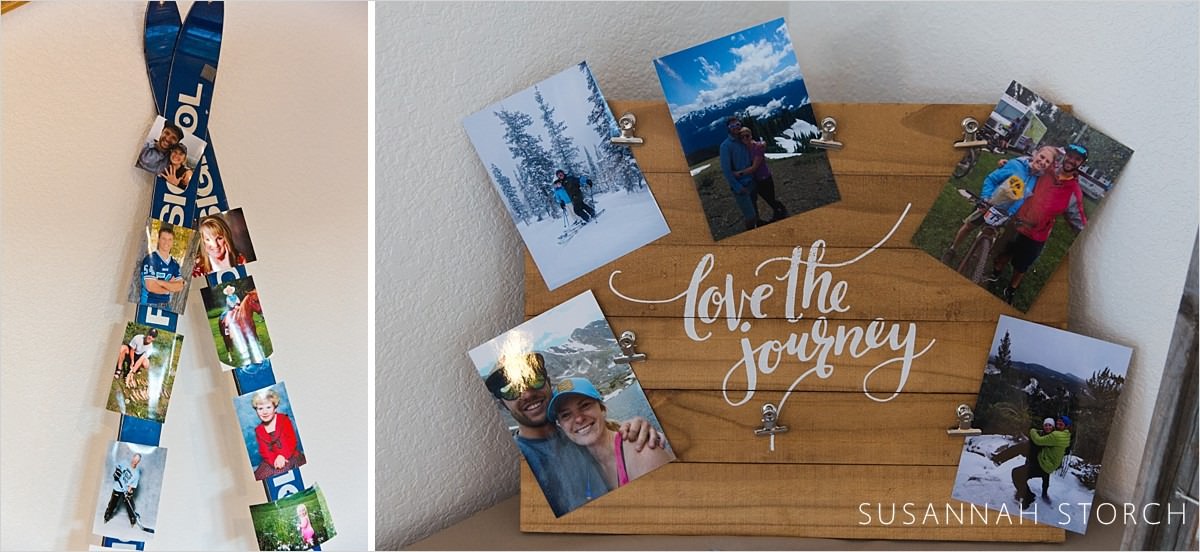 two images of wedding decor using personal photos