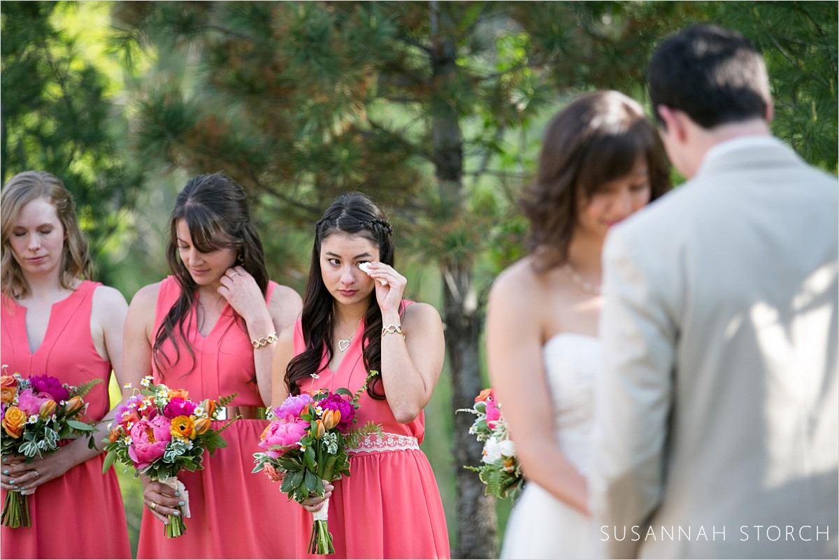 crying bridesmaid during a Boulder Creek by Wedgewood Weddings wedding