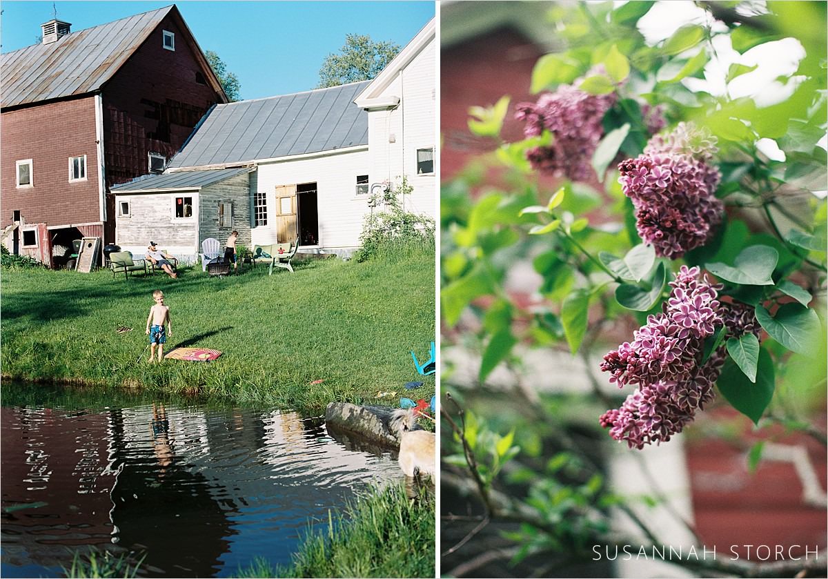 two photos of the property of a farm in vermont