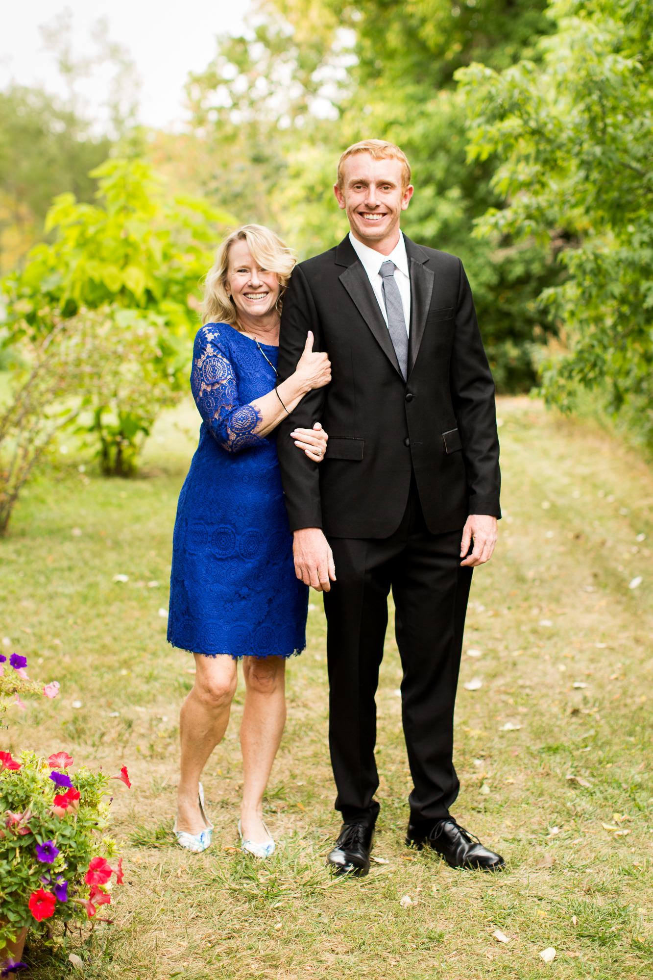 Portrait of a mom and groom on a Longmont, CO wedding day