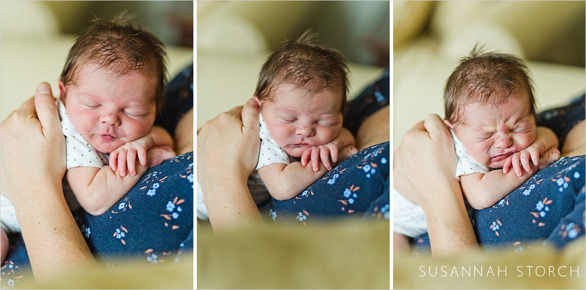 three images of a baby making cute faces
