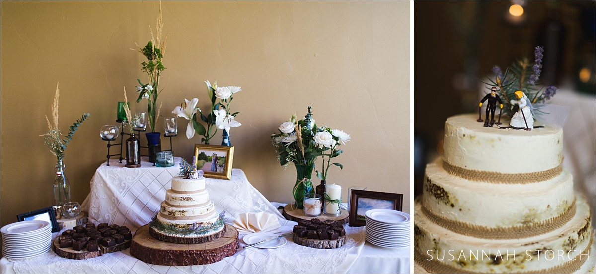 images of a mountain-themed wedding cake