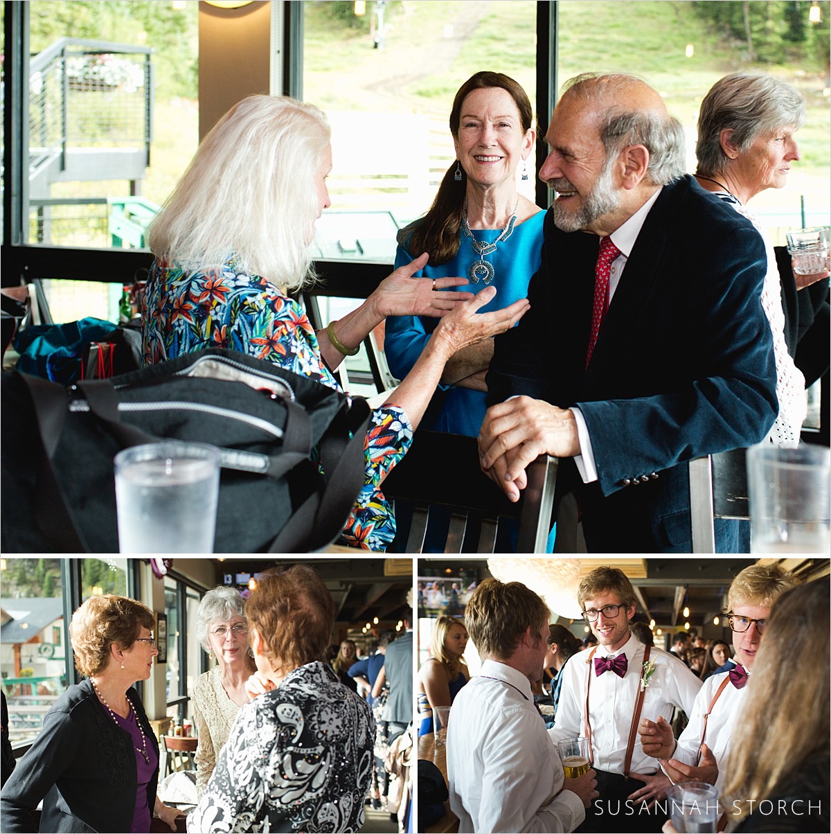 images of guests mingling during a wedding