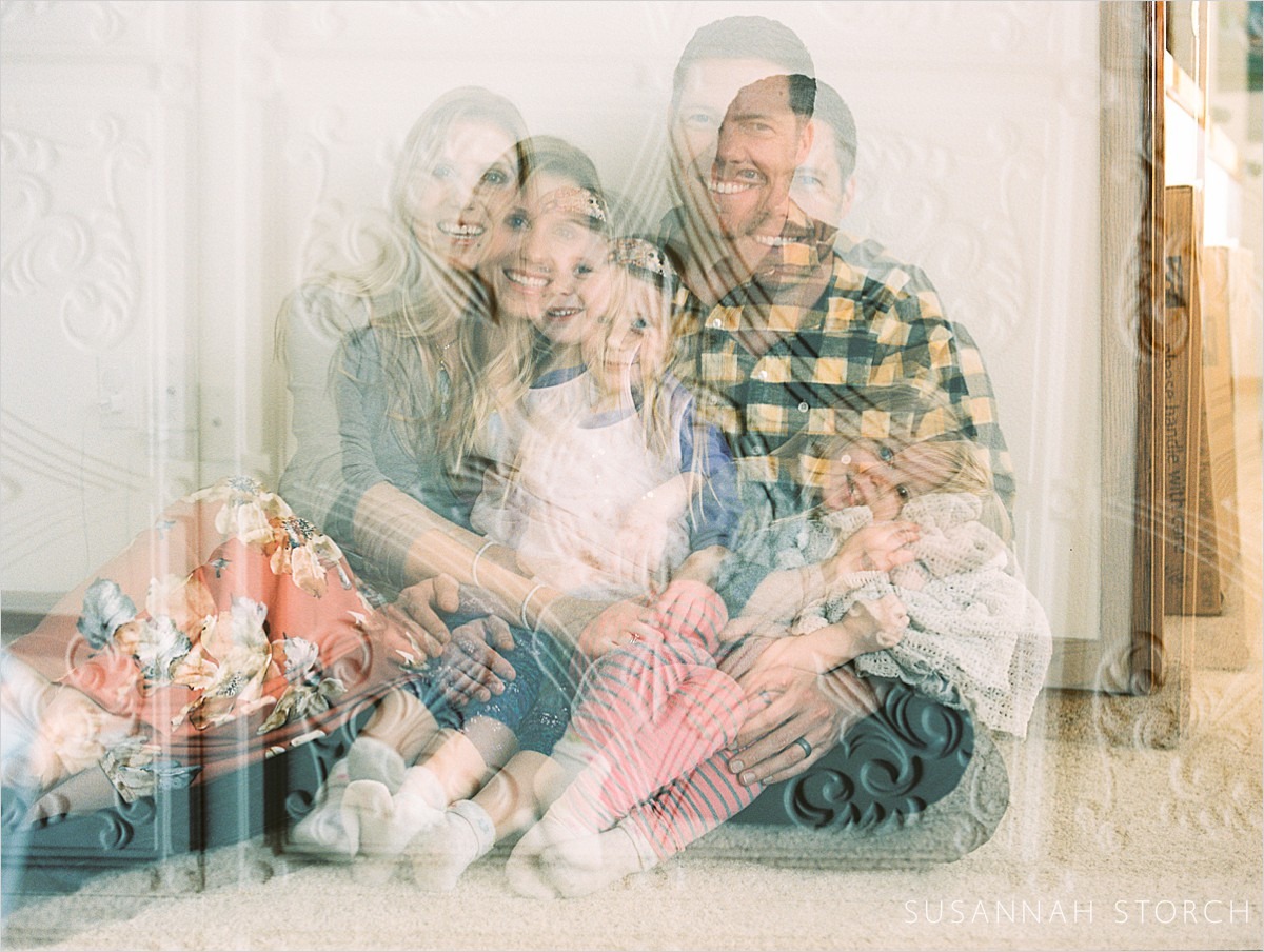 multiple exposure images of a family