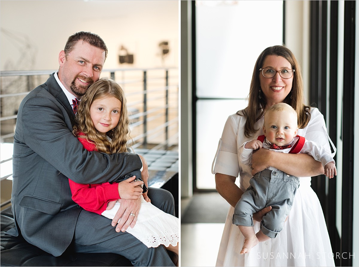 two images to showcase a colorado family during their art gallery photo session