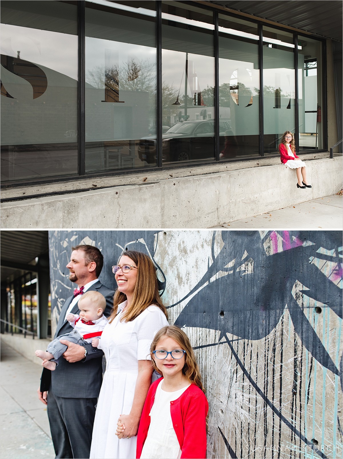 Two images of urban family photography