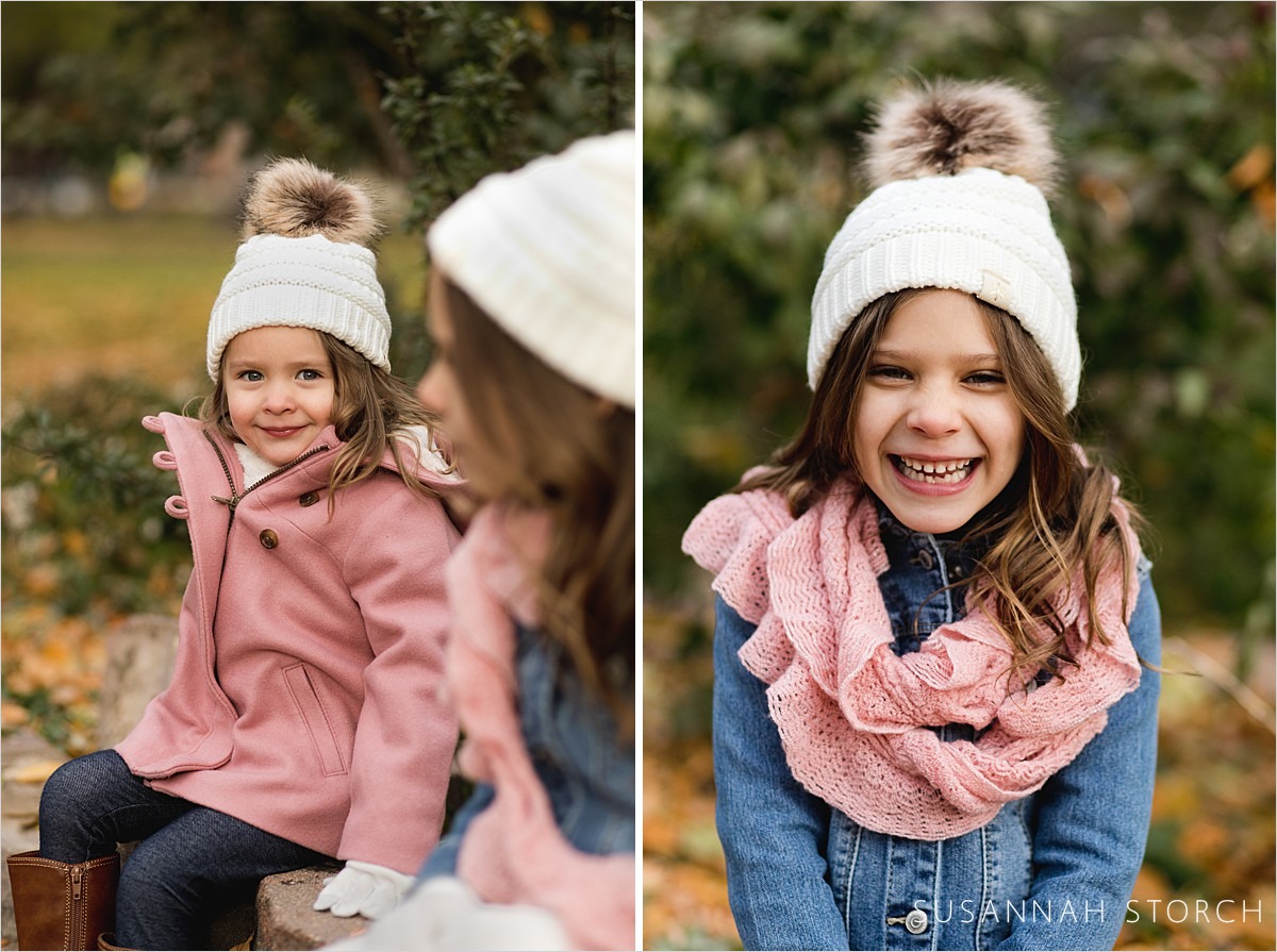 portraits of sisters on a fall day at a park