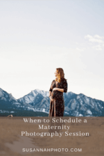 Maternity photoshoot in winter with flatirons in Boulder, Colorado