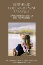 Mother holding her toddler by a lake during a spring family mini photo session in Berthoud Colorado