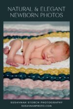 a baby curls up while sleeping a blanket during a newborn photo session