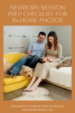 dad and mom look at newborn baby boy during Colorado photo session