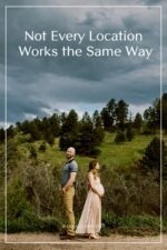 pregnant woman walking slowly on trail during maternity session in Colorado