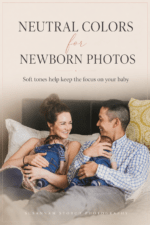 Parents in neutral colors holding twin newborns during in-home newborn photography session in Colorado