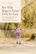 Pinterest pin for a Longmont family photography blog post featuring Roger’s Grove as an easy outdoor session location.