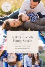 Pinterest pin about a baby-friendly family photography session in Colorado.