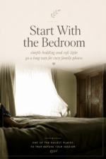 Pinterest pin about using bedrooms for relaxed in-home family photography sessions.