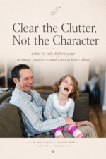 Pinterest pin about clearing clutter before an in-home family photo session.