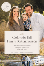 Pinterest pin for a Colorado fall family portrait session about documenting a baby’s first year with Susannah Storch Photography.