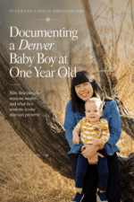 Editorial Pinterest pin for a Denver baby boy first birthday milestone photography blog post.
