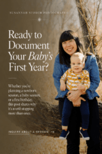 Pinterest pin for a Denver baby photography blog post about documenting a baby’s first year through multiple photo sessions.