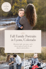 Pinterest pin for fall family portraits in Lyons, Colorado with a baby.