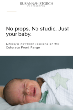 Lifestyle newborn photography pin — no props, no studio, just baby — Colorado Front Range